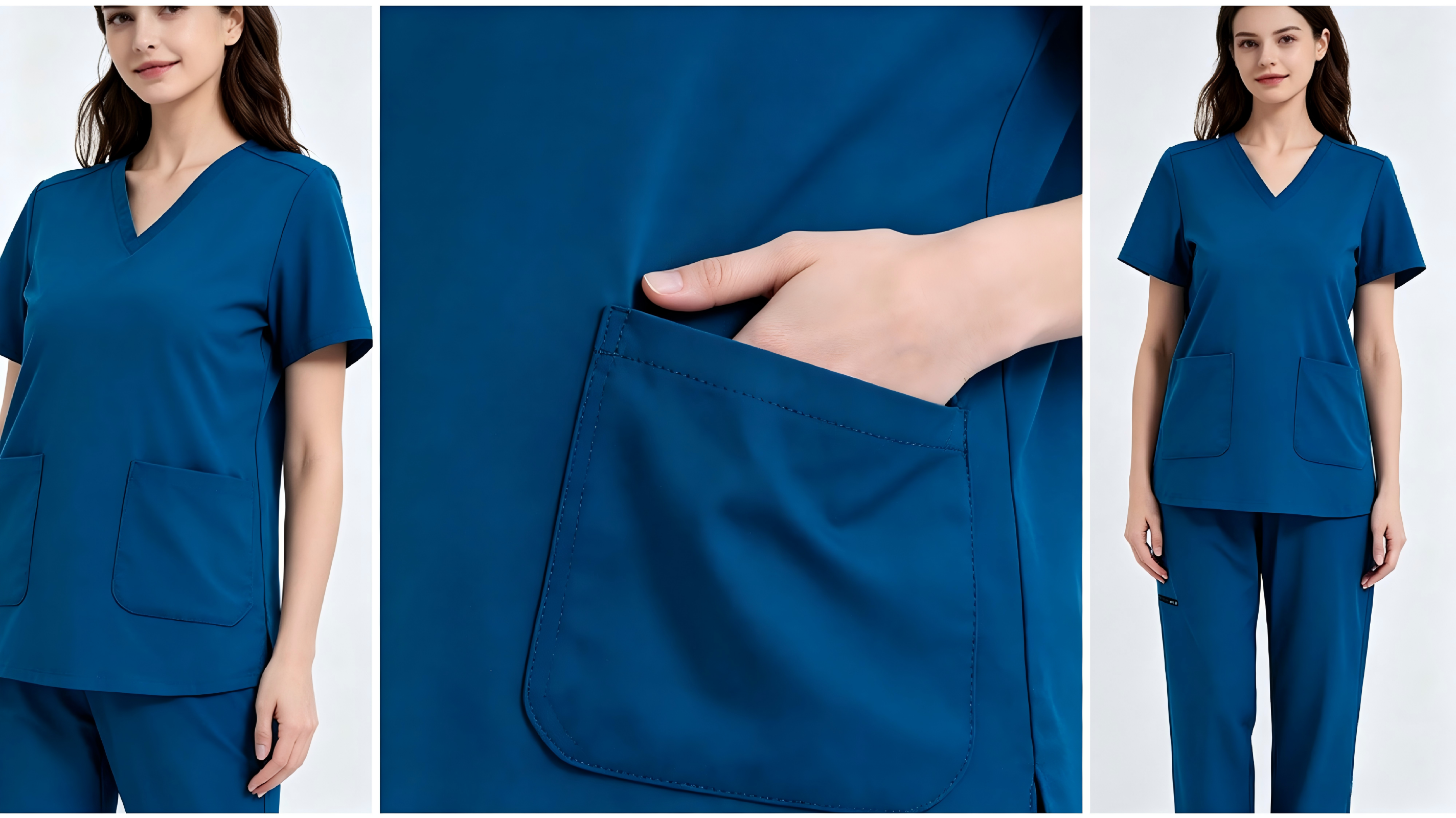 Scrub top with spacious work pockets