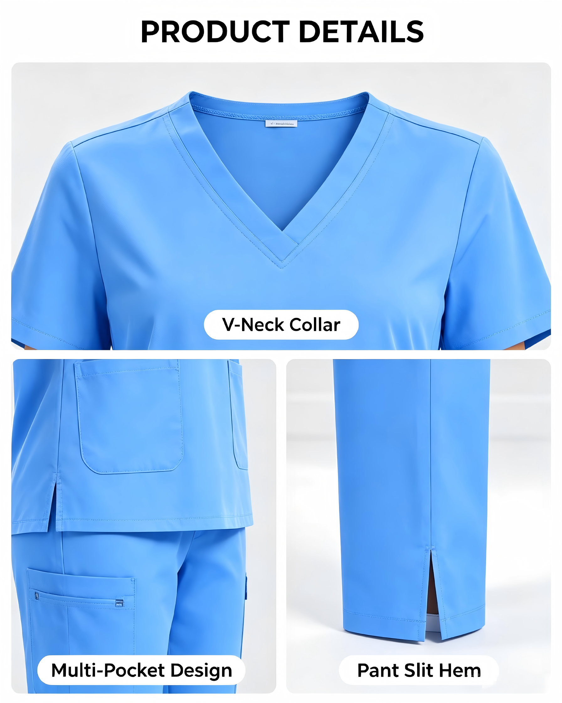 Women's scrub set detail design