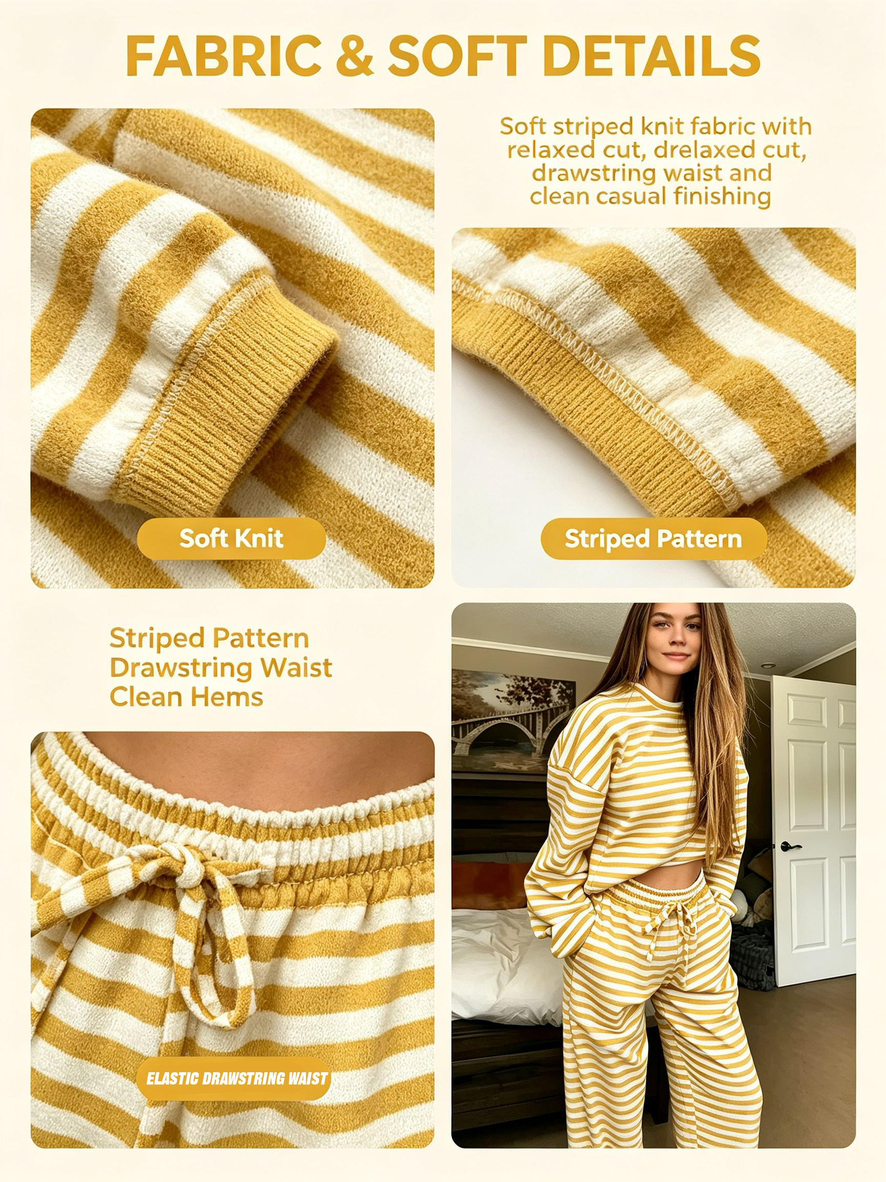 Women's Striped Pajama Set Product Details