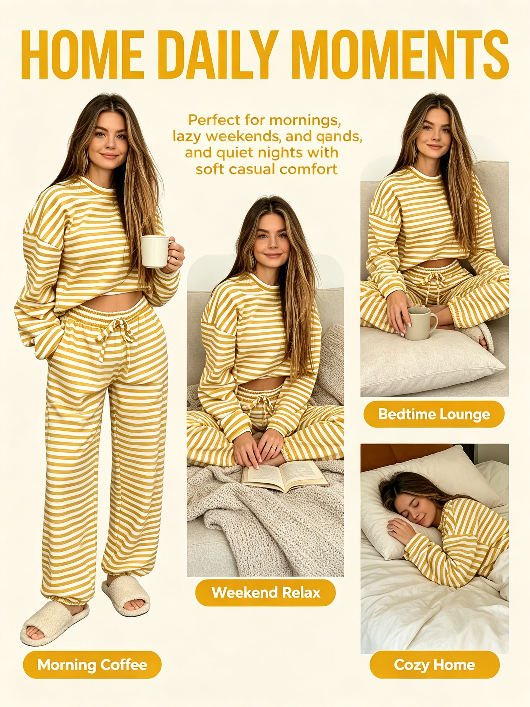 Women's Striped Pajama Set Features
